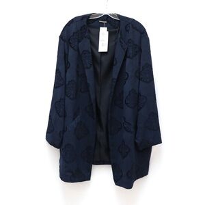 Samoon Blue Jacquard Jacket long open blazer evening 20 going out mobwife floral